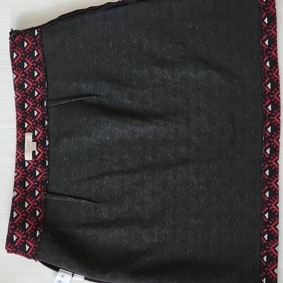 LOFT Red and Black Embellished A-Line Mini Skirt jacquard Sz: 8 cotton 465186 - Picture 11 of 13